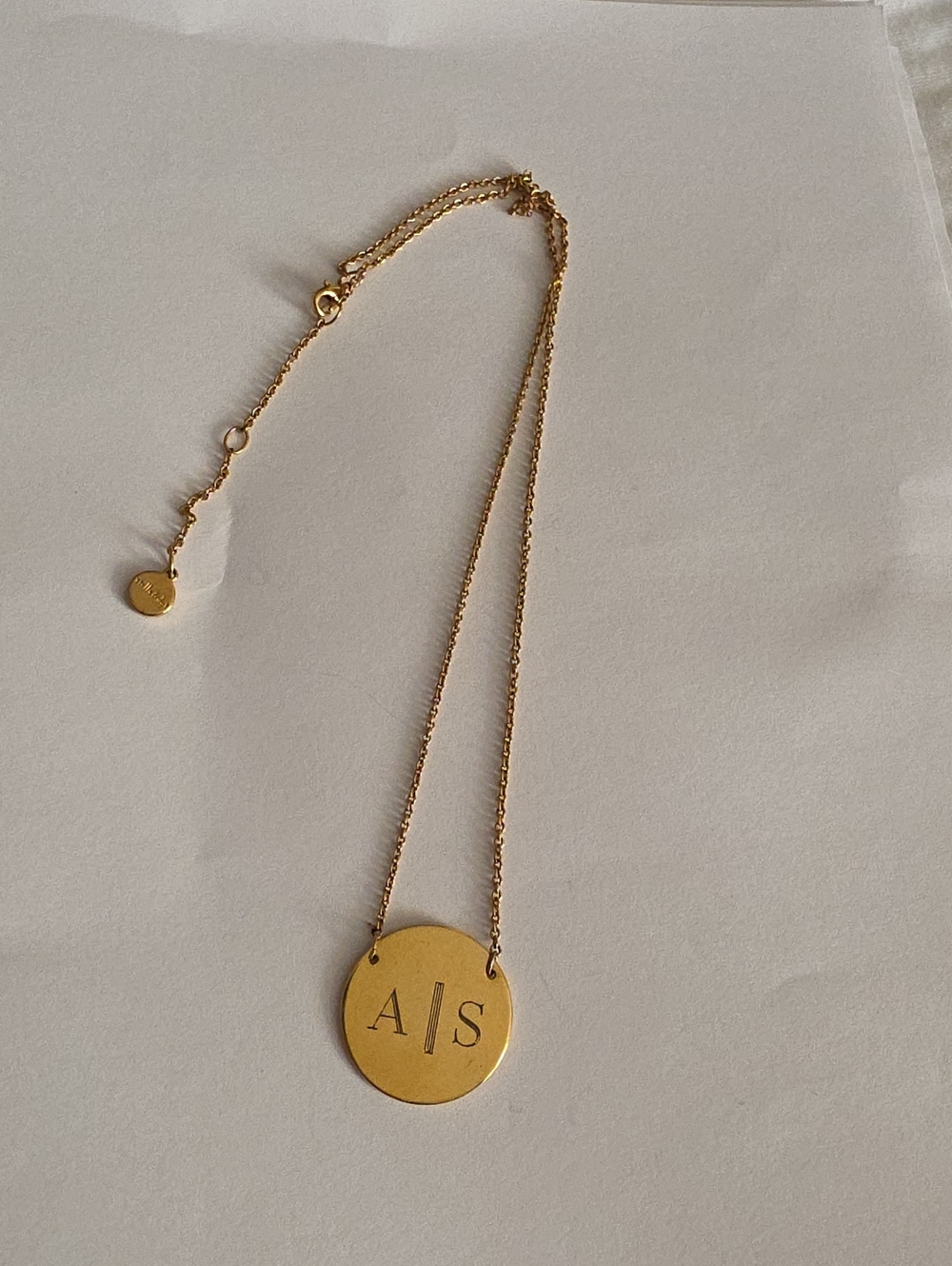 Stella & Dot Gold Initial Disc Necklace (A | S) - Personalized Stylel
